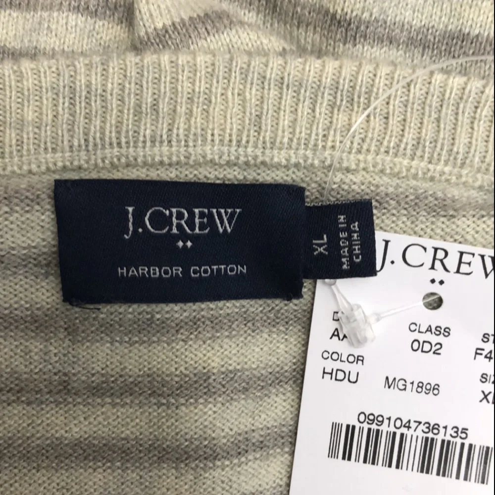 NWT J Crew Gray Striped Pullover